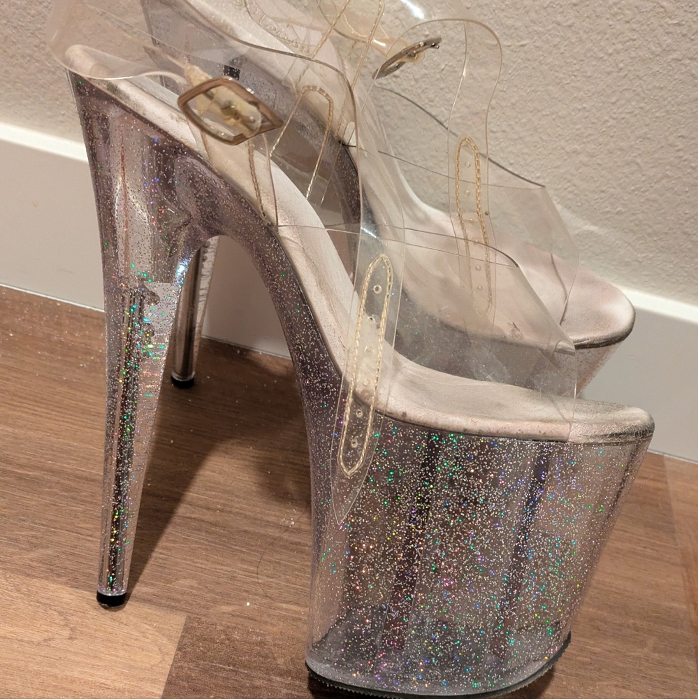 Sparkly Clear 8" Pleasers, Size 11